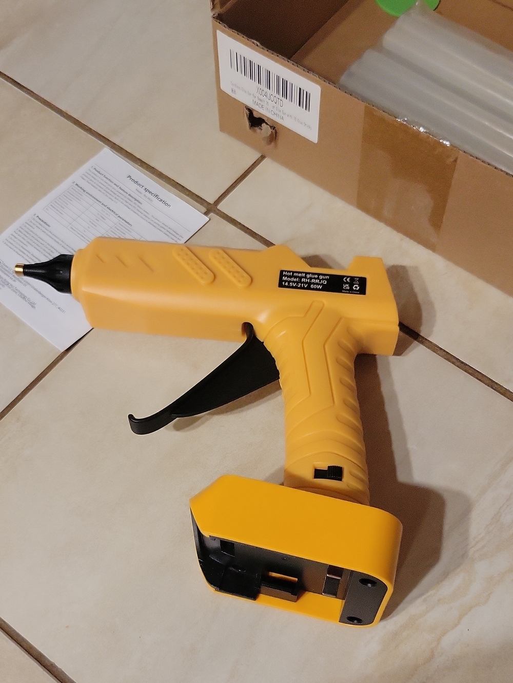 Cordless Hot Glue Gun Comlatible With Dewalt And 30 Glue Sticks